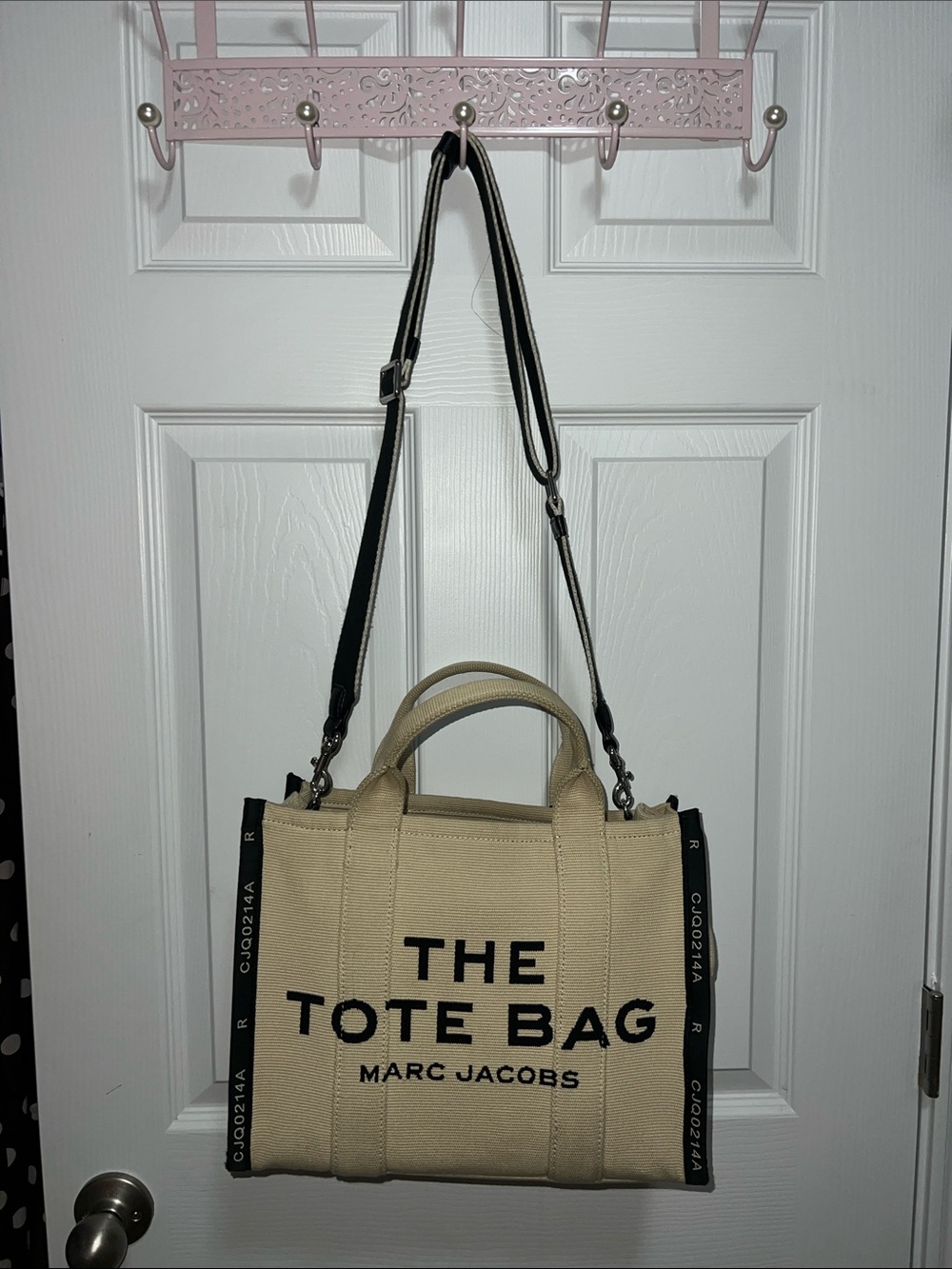 Marc Jacobs Beige Canvas Tote with Black Logo and Trim